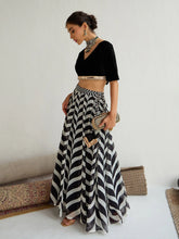 Women Black Velvet Short Sleeves Crop Top With Anarkali Skirt-SHSET96066